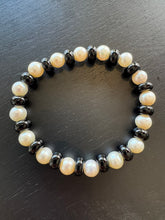 Load image into Gallery viewer, GEMSTONE CANDY BRACELET - PEARLED CHECKERED (BLACK AND WHITE)
