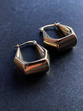 Load image into Gallery viewer, 14K GOLD EARRINGS, PUFFY ANGULAR HOOPS
