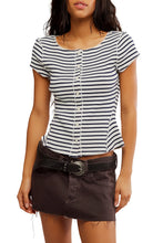 Load image into Gallery viewer, FREE PEOPLE MOST WANTED STRIPED CARDI - NAVY/WHITE STRIPE COMBO
