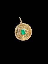 Load image into Gallery viewer, 14K GOLD EMERALD AND DIAMOND MEDALLION CHARM
