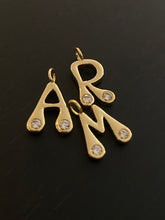 Load image into Gallery viewer, 14K GOLD CHARM, DIAMOND INITIAL CHARM
