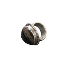 Load image into Gallery viewer, Sterling Silver ring with dark grey stone.
