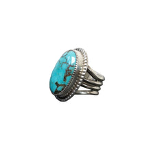 Load image into Gallery viewer, Turquoise stone ring with silver band.
