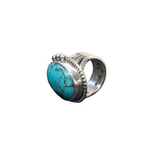 Load image into Gallery viewer, Silver ring with turquoise stone.
