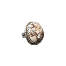 Load image into Gallery viewer, Silver ring with a large oval stone.
