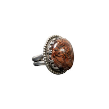 Load image into Gallery viewer, Silver ring with a brown stone.
