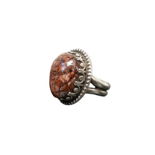 Load image into Gallery viewer, Silver ring with a large brown stone.
