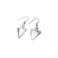 Load image into Gallery viewer, Back of sterling silver arrowhead-shaped earrings.
