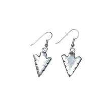 Load image into Gallery viewer, Sterling silver arrowhead-shaped earrings.
