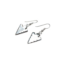 Load image into Gallery viewer, Sterling silver arrowhead-shaped earrings.
