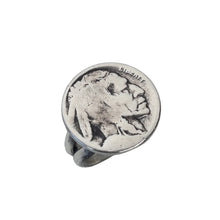 Load image into Gallery viewer, Sterling silver ring with a buffalo nickel design.
