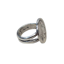 Load image into Gallery viewer, Sterling silver ring with a buffalo nickel design.
