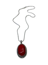 Load image into Gallery viewer, JW STERLING SILVER RED CORAL PENDANT NECKLACE – 20"

