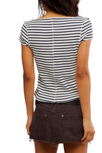 Load image into Gallery viewer, FREE PEOPLE MOST WANTED STRIPED CARDI - NAVY/WHITE STRIPE COMBO
