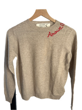 Load image into Gallery viewer, OATMEAL CASHMERE AMOUR EMBROIDERED SWEATER
