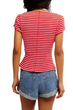 Load image into Gallery viewer, FREE PEOPLE MOST WANTED STRIPED CARDI - RED/WHITE STRIPE

