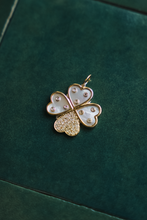 Load image into Gallery viewer, 14K GOLD CHARM, MOTHER OF PEARL CLOVER WITH DIAMONDS
