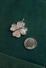 Load image into Gallery viewer, 14K GOLD CHARM, MOTHER OF PEARL CLOVER WITH DIAMONDS
