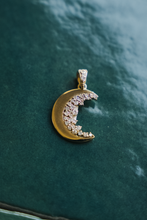 Load image into Gallery viewer, 14K GOLD CHARM, DIAMOND MOON PENDANT
