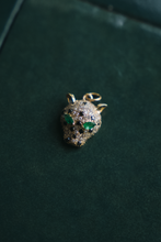 Load image into Gallery viewer, 14K GOLD CHARM, JAGUAR WITH EMERALD EYES
