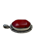 Load image into Gallery viewer, JW STERLING SILVER RED CORAL PENDANT NECKLACE – 20"
