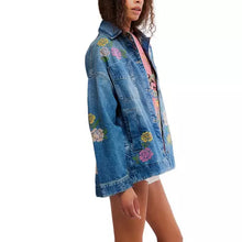 Load image into Gallery viewer, FREE PEOPLE MADISON CITY EMBROIDERED DENIM JACKET — COWBOY ROMANCE
