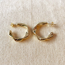 Load image into Gallery viewer, CAMPFIRE COUTURE 18K GOLD FILLED CRIMPED HALF HOOP EARRINGS
