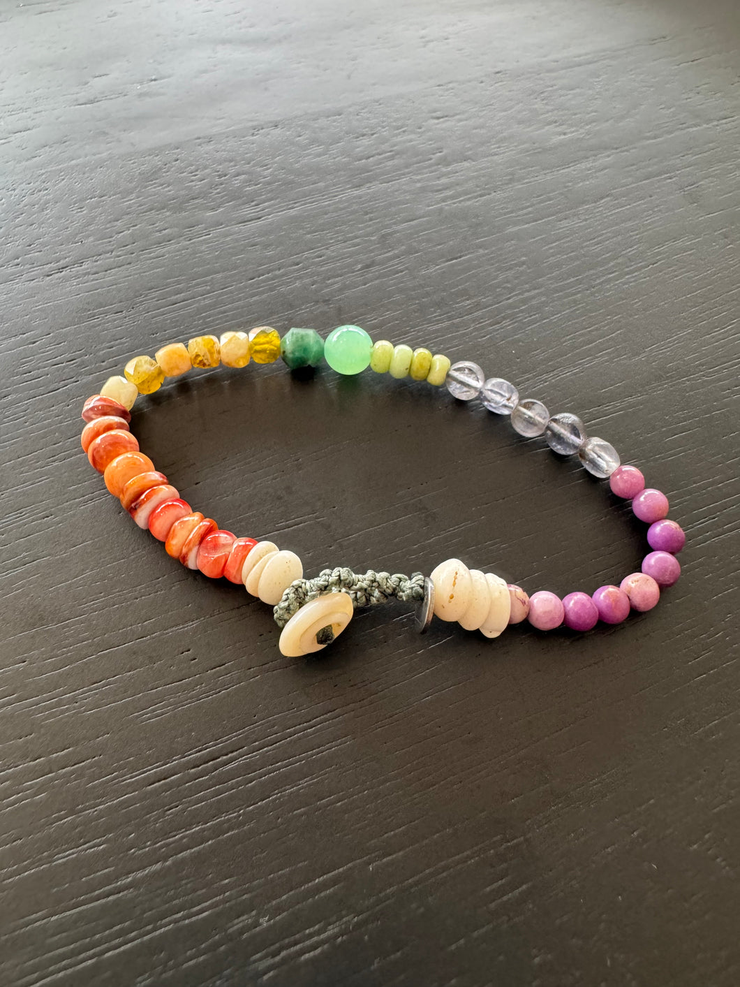 RAINBOW BEADED GEMSTONE BRACELET 7”