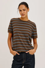 Load image into Gallery viewer, RAILS COTTON CASHMERE SHORT SLEEVE TEE - MOCHA STRIPE
