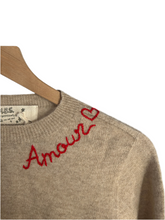 Load image into Gallery viewer, OATMEAL CASHMERE AMOUR EMBROIDERED SWEATER
