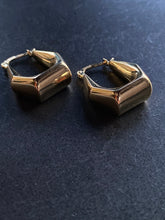 Load image into Gallery viewer, 14K GOLD EARRINGS, PUFFY ANGULAR HOOPS
