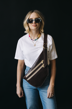 Load image into Gallery viewer, CAMPFIRE COUTURE DOUBLE POCKET SLING BAG - BROWN CROCODILE LEATHER
