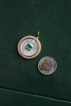 Load image into Gallery viewer, 14K GOLD CHARM, EMERALD MOTHER OF PEARL PENDANT
