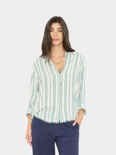 Load image into Gallery viewer, XIRENA BOWIE SHIRT - BLUE MOSS STRIPE

