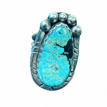 Load image into Gallery viewer, JW STERLING SILVER TEARDROP TURQUOISE RING - SIZE 7.5
