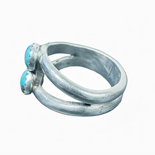 Load image into Gallery viewer, JW STERLING SILVER DOUBLE TURQUOISE RING - SIZE 8
