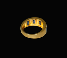 Load image into Gallery viewer, 14K GOLD THICK STATEMENT RING WITH BLUE SAPPHIRES
