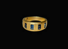 Load image into Gallery viewer, 14K GOLD THICK STATEMENT RING WITH BLUE SAPPHIRES
