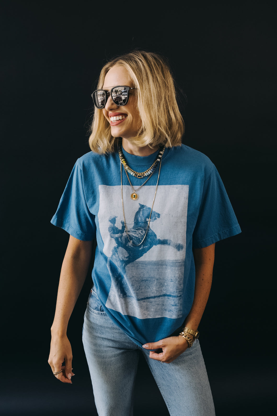 CAMPFIRE COUTURE TRICK PONY PIXEL TEE - BLUE