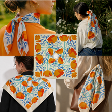 Load image into Gallery viewer, VOYAGER SILK CALIFORNIA POPPIES SILK SCARF
