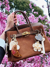 Load image into Gallery viewer, Solar Eclipse Hand-painted Bow Croissant Bag Charm + Keychain
