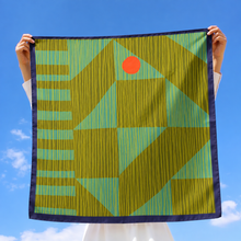 Load image into Gallery viewer, VOYAGER SILK RISING SUN GEOMETRIC SCARF
