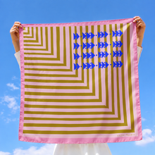 Load image into Gallery viewer, VOYAGER SILK PINK AND BROWN STRIPE SCARF
