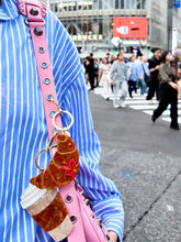 Load image into Gallery viewer, Solar Eclipse Hand-painted Bow Croissant Bag Charm + Keychain
